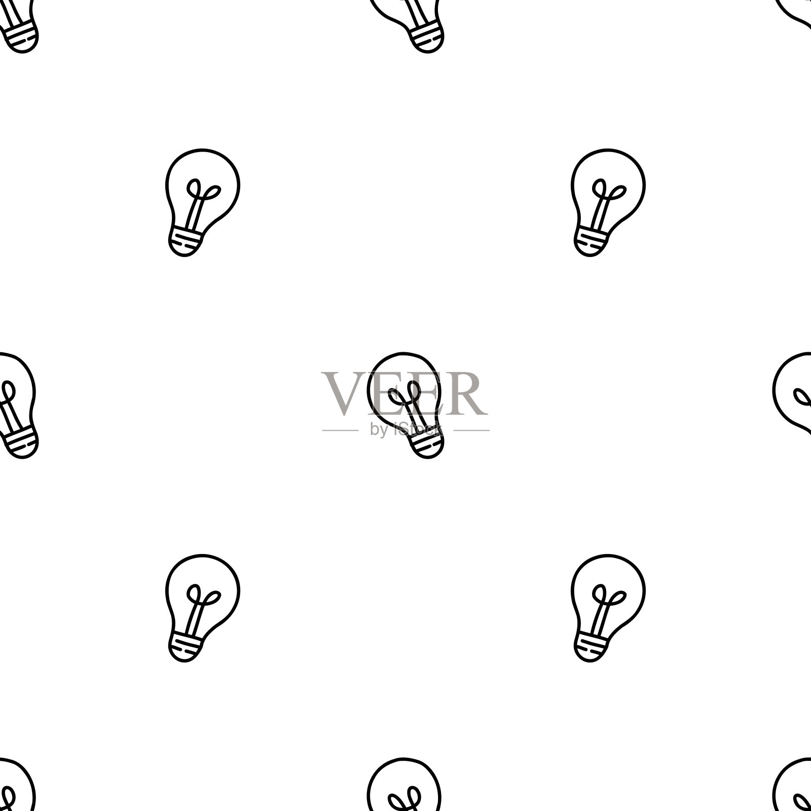 无缝模式与小灯泡。插画图片素材