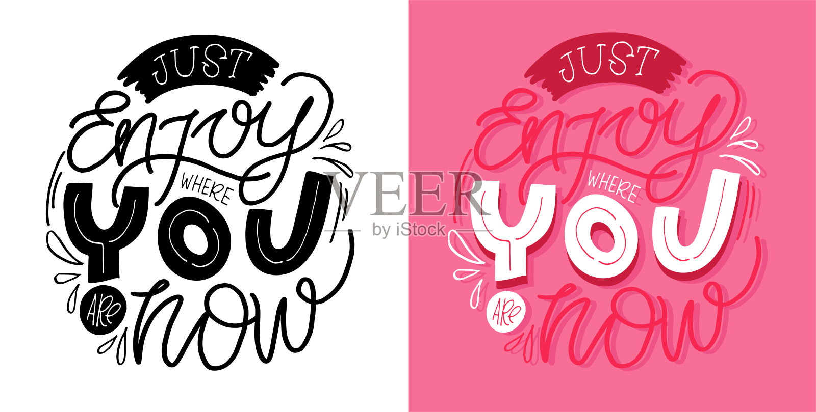 灵感手绘涂鸦动机字母海报，t恤设计，马克杯印刷。插画图片素材