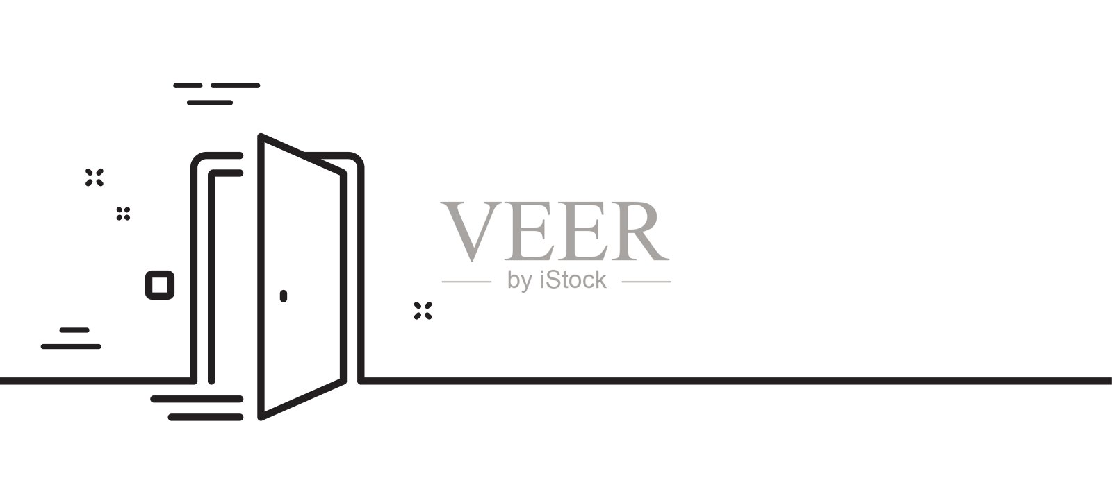 门线图标。打开门牌。向量插画图片素材