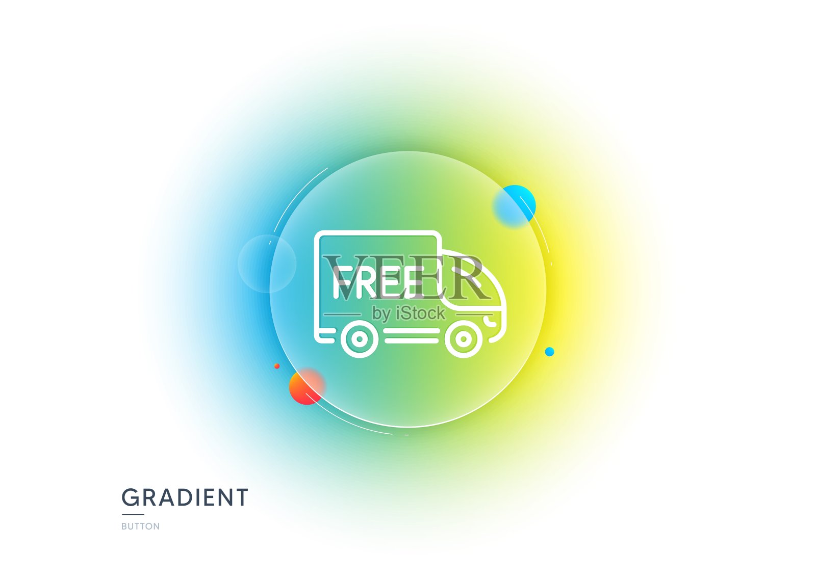 免费送货线图标。购物卡车标志。渐变模糊按钮。向量插画图片素材