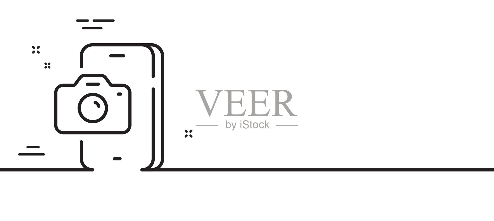 电话照片线图标。智能手机或手机标志。向量插画图片素材