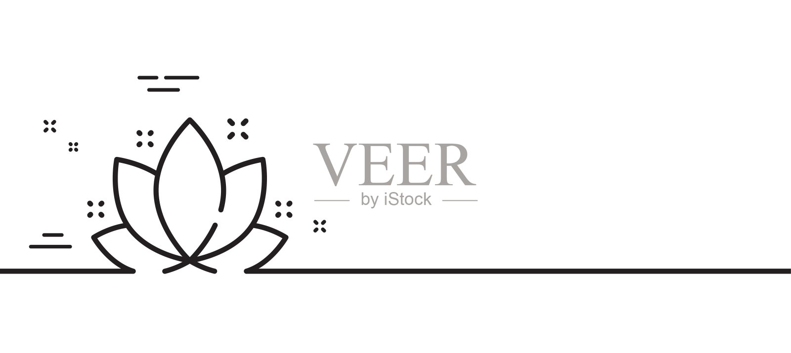 莲花线图标。瑜伽冥想花的标志。向量插画图片素材