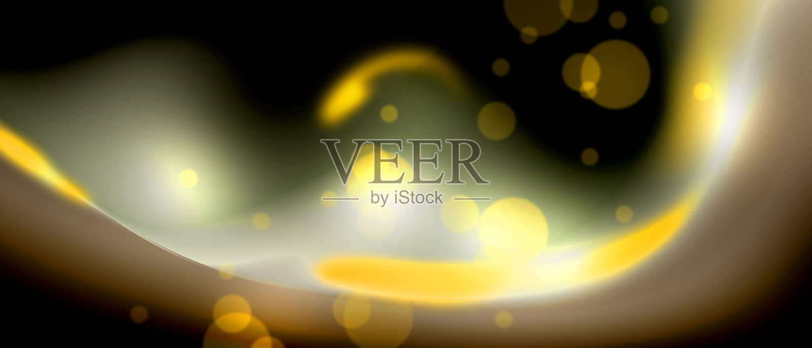 圆圈抽象的灯光，金色霓虹灯发光的背景插画图片素材