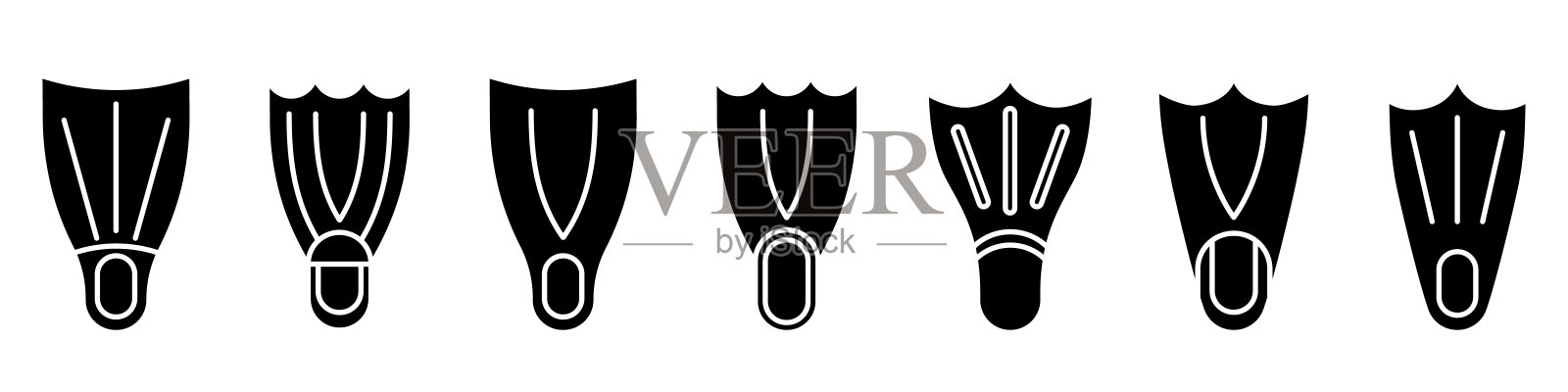 鳍状肢图标。Flipper矢量图标。黑色脚蹼图标图标素材