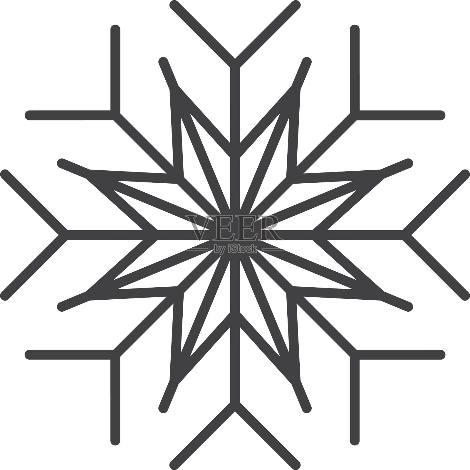 雪花图标。冬季雪花剪影圣诞设计插画图片素材