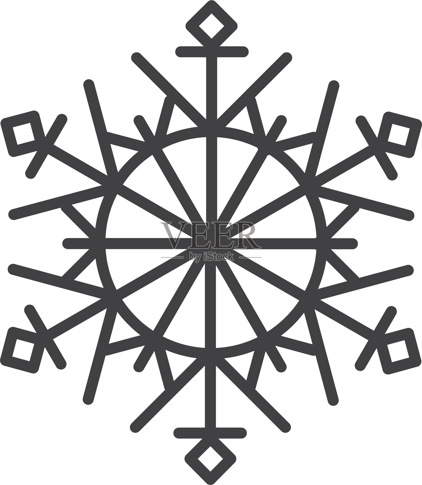 雪花图标。冬季雪花剪影圣诞设计插画图片素材