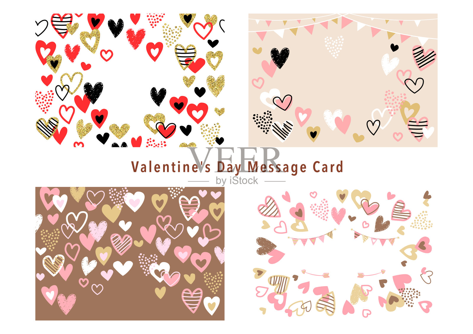 情人节，新娘和心脏框架套设计模板素材