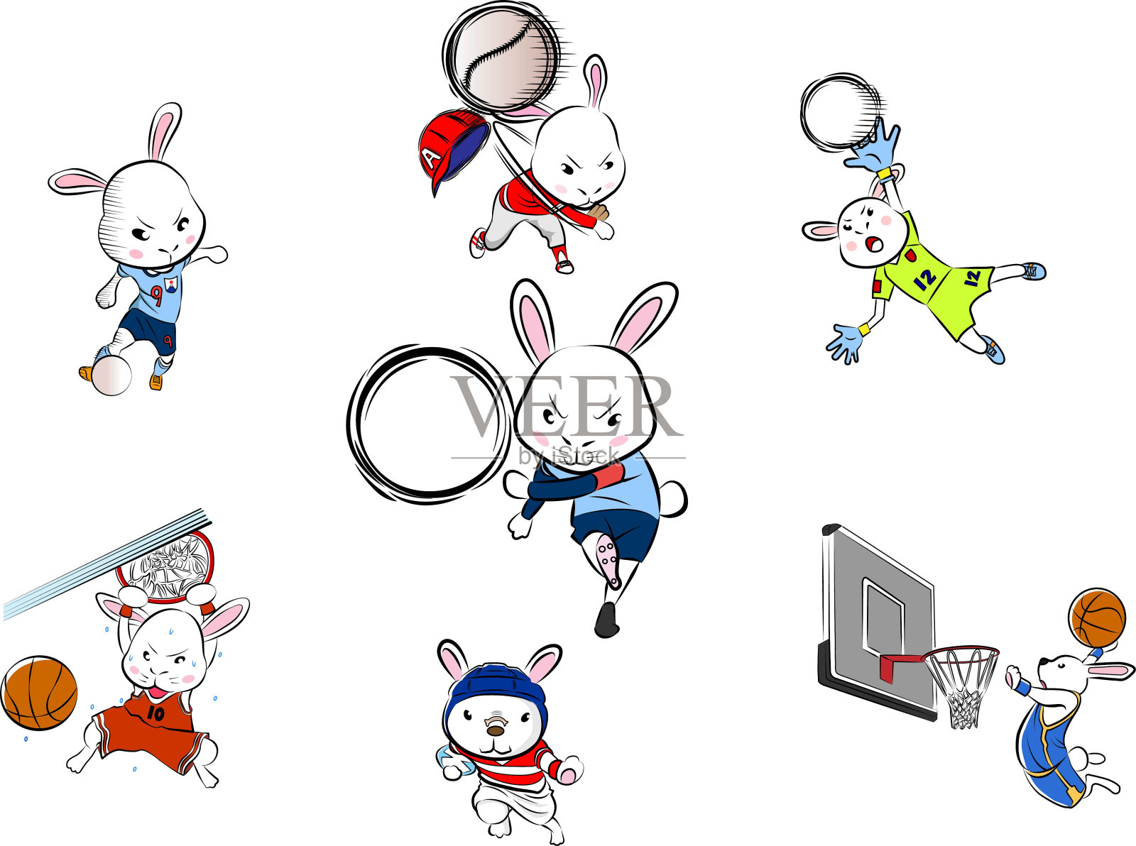 体育兔新年贺卡库存照片插画图片素材