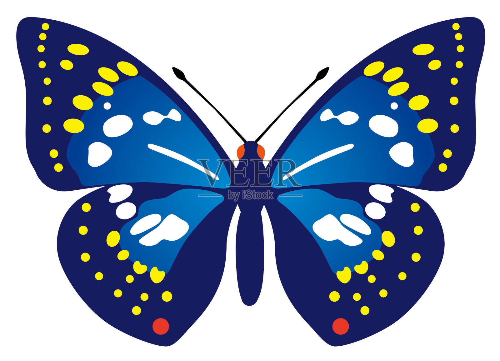 巨大的紫色帝王蝶孤立在白色的背景上插画图片素材