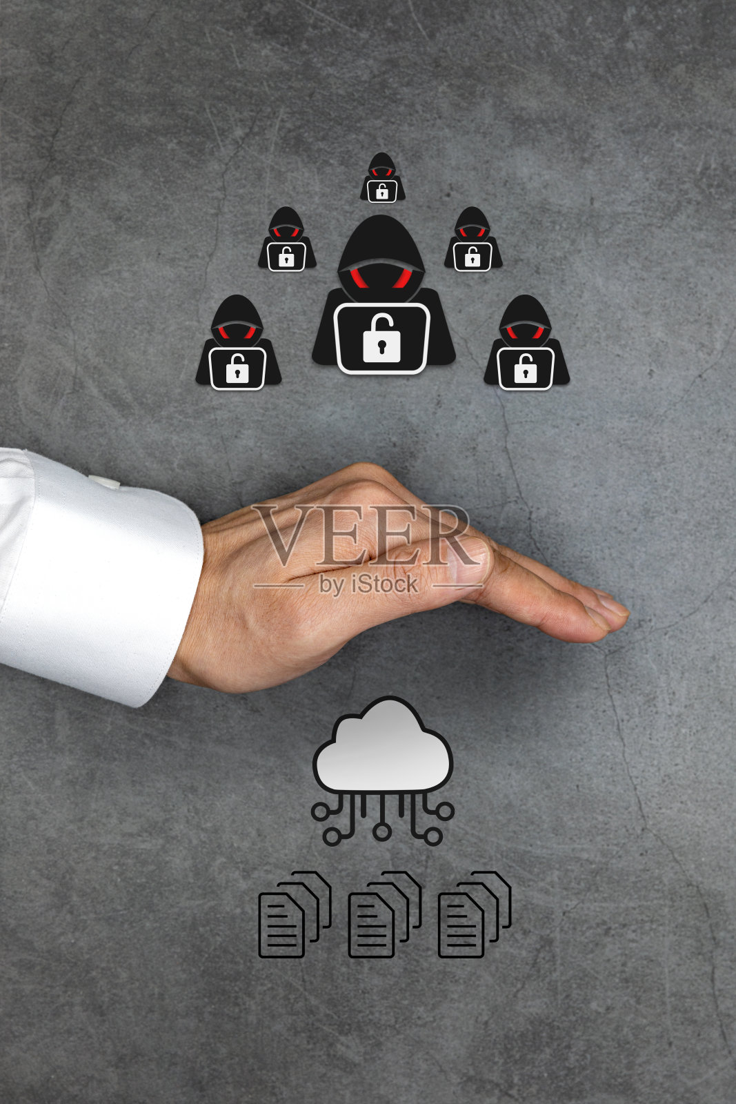 解锁业务、安全、黑客和攻击的概念。照片摄影图片