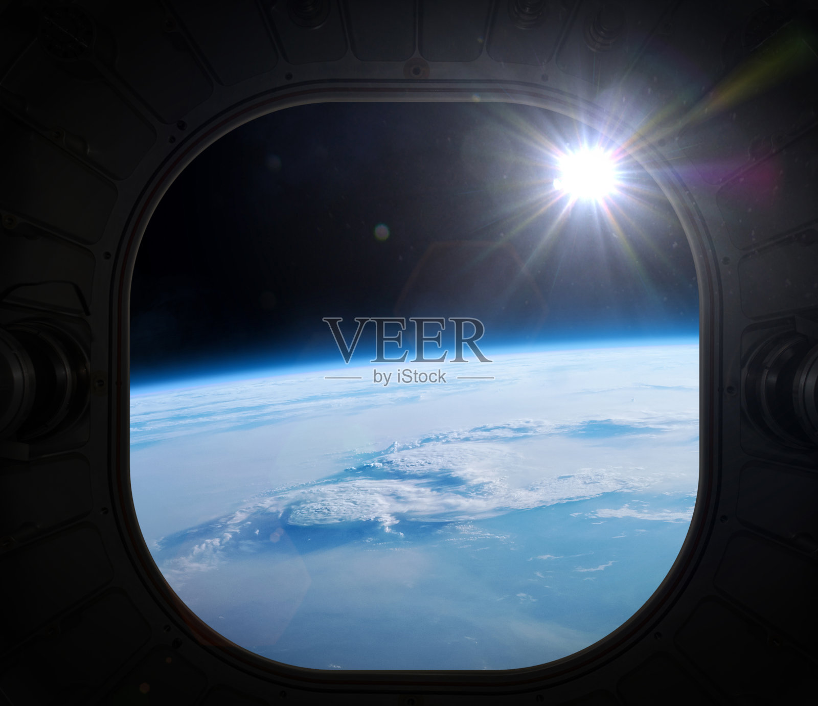 地球，从舷窗看。照片摄影图片