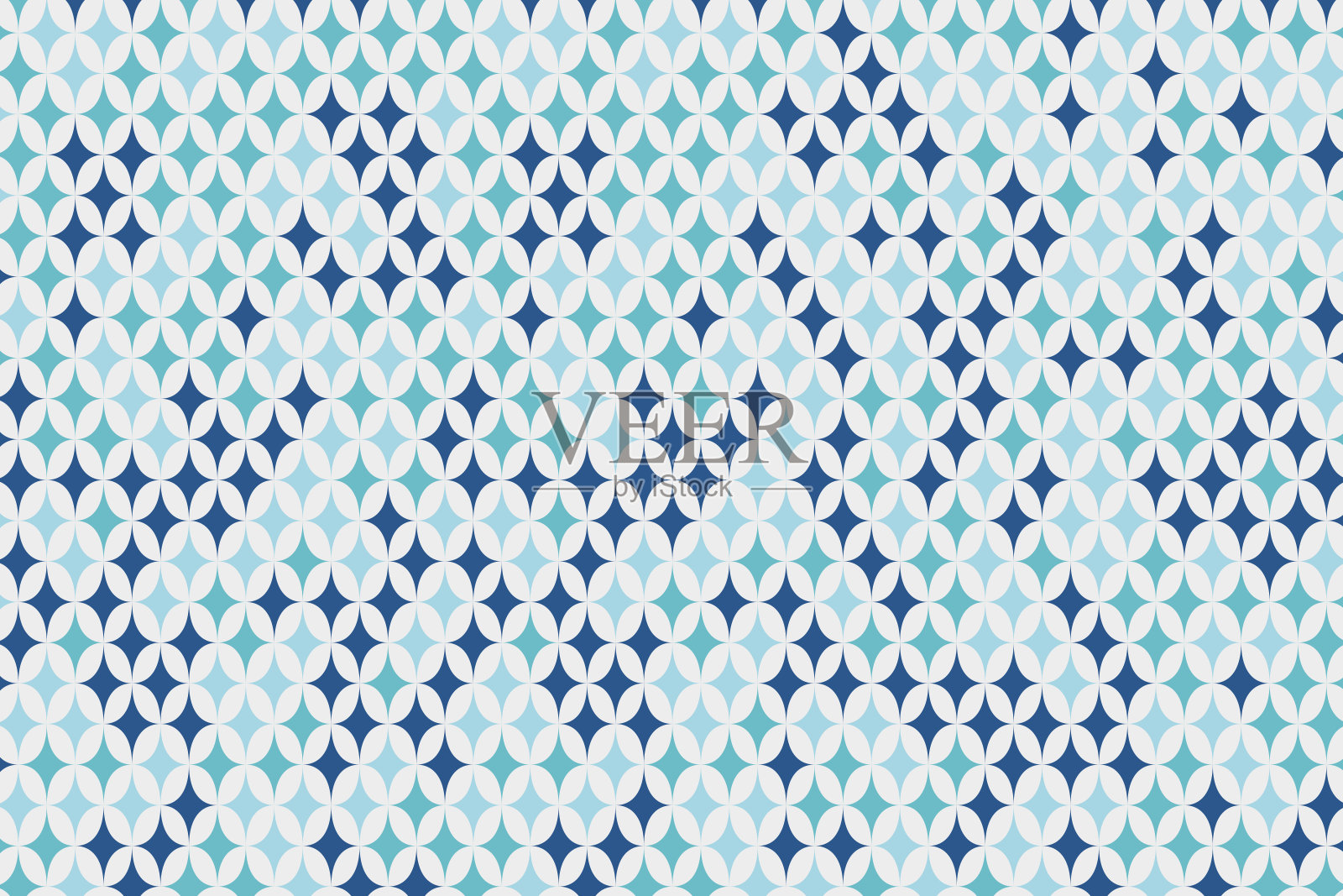 蓝色钻石背景的东方传统图案插画图片素材