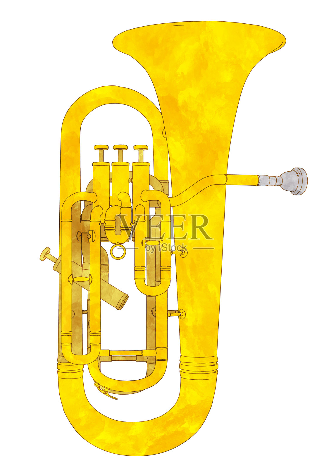 简单而时尚的现实水彩大号插图插画图片素材