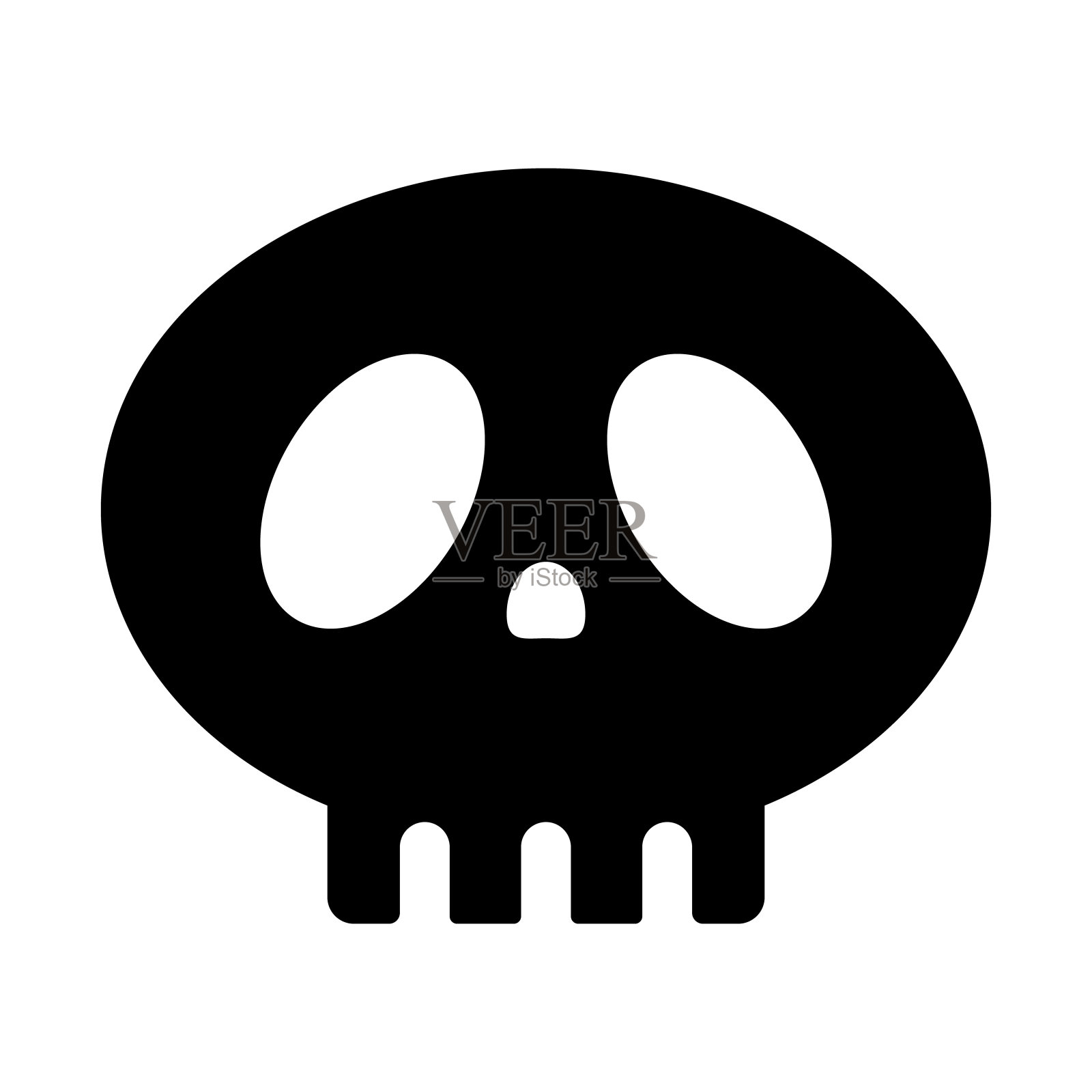弹出骷髅剪影图标。向量。插画图片素材