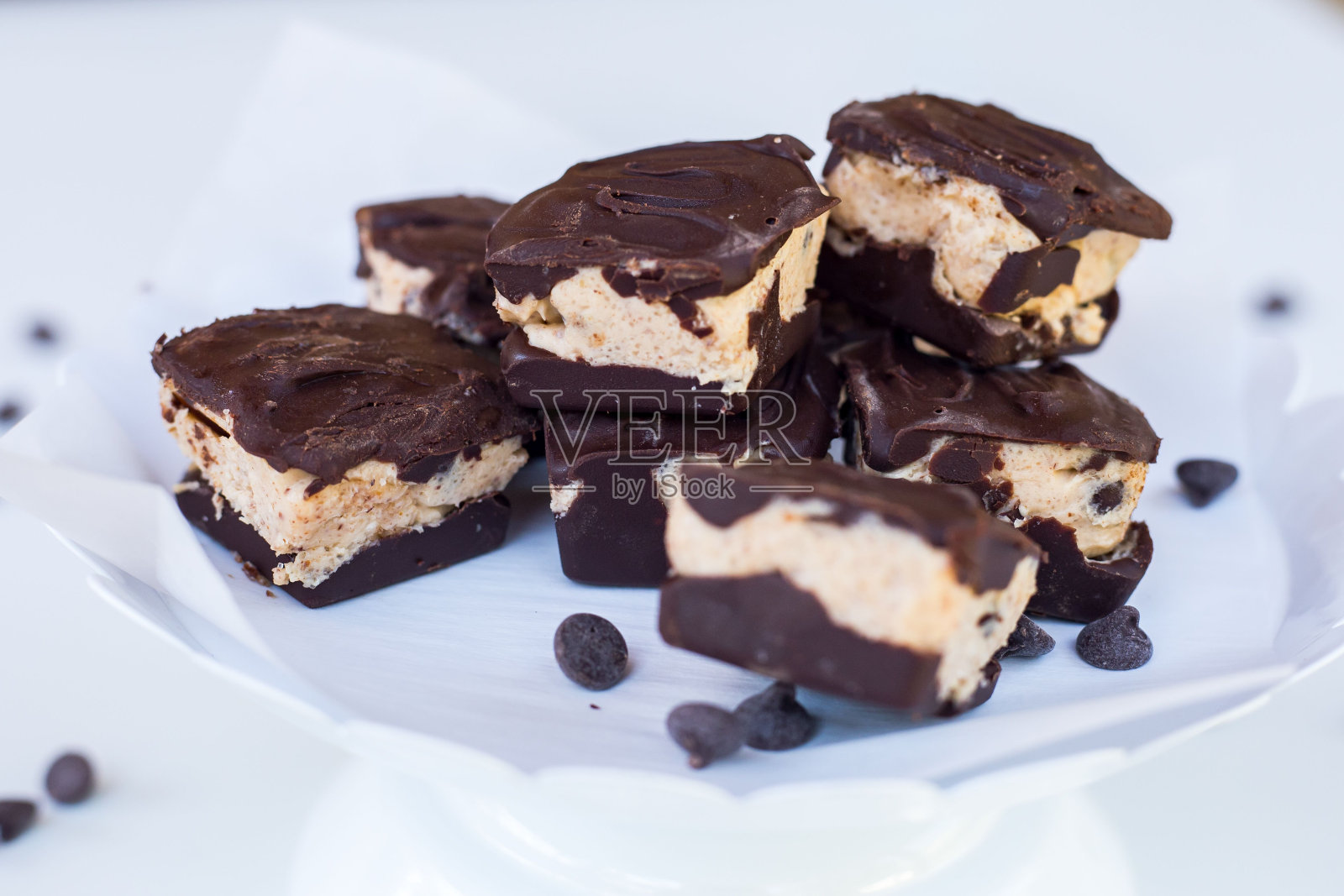 饼干方块的高角度特写照片摄影图片