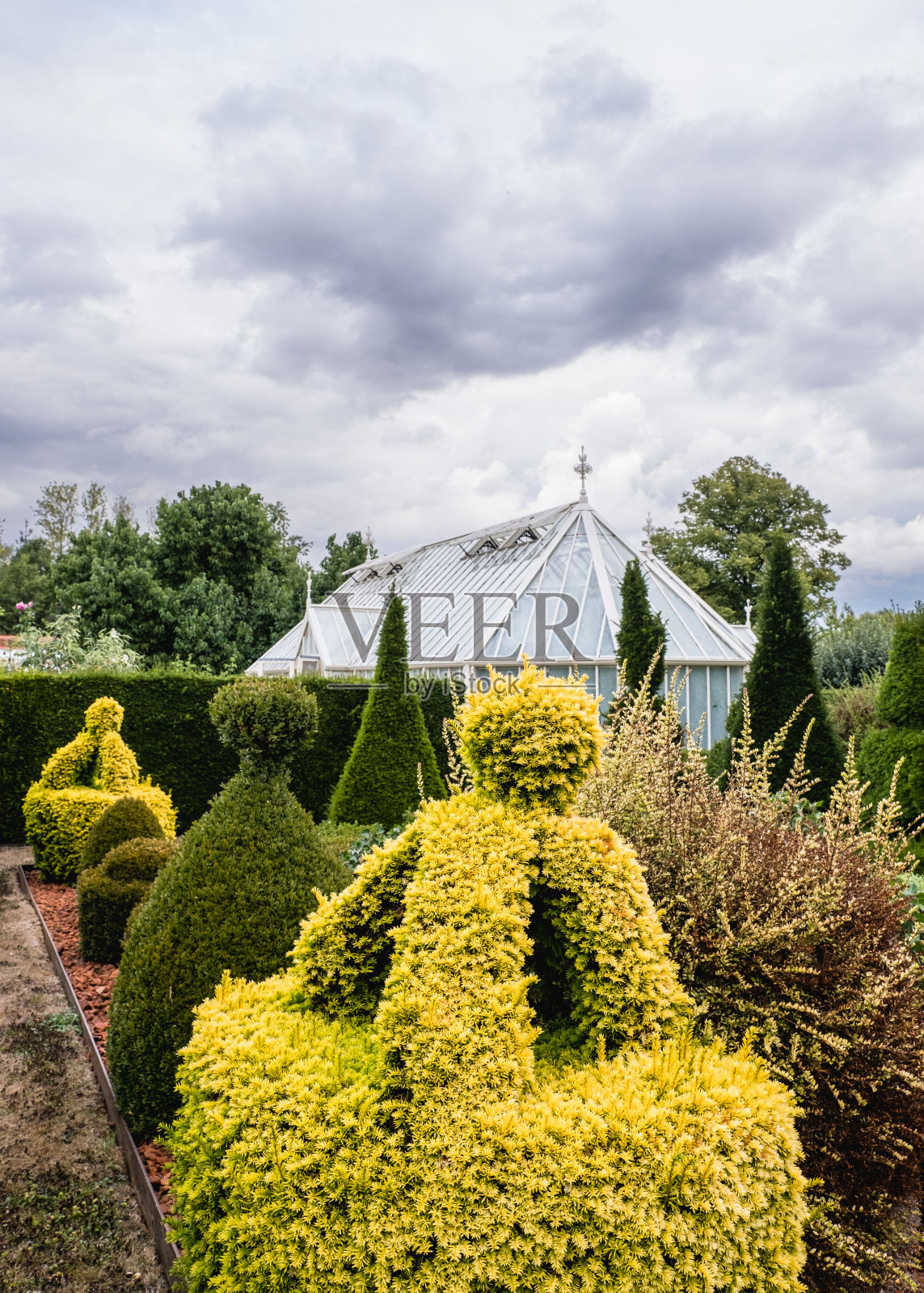 垂直拍摄的灌木树篱在Eythrope花园在沃德斯登庄园照片摄影图片