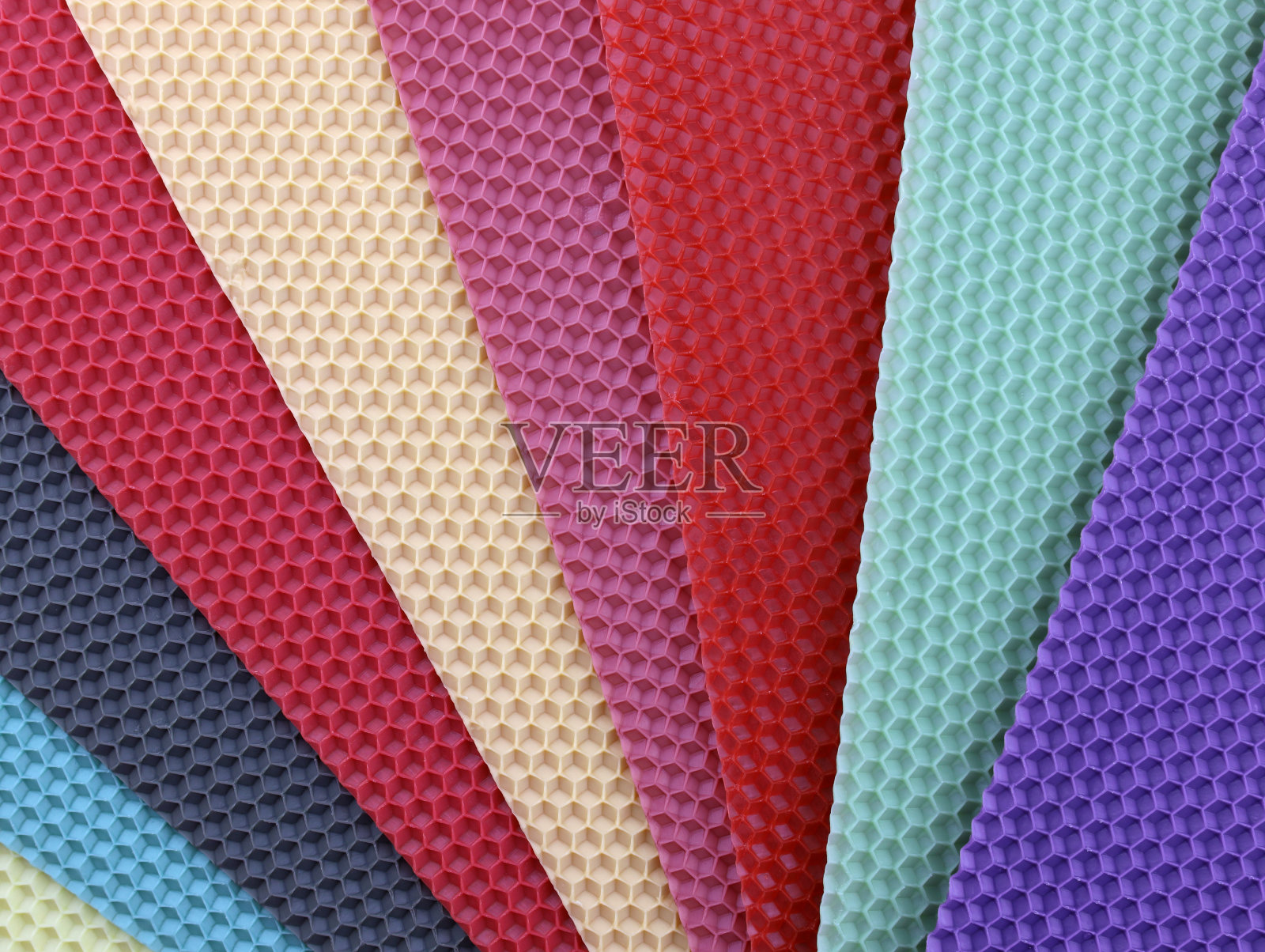 一套彩色蜂蜡表顶视图。照片摄影图片