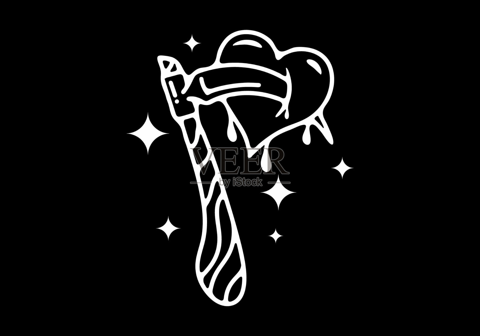 黑色和白色的镰刀纹身插画图片素材