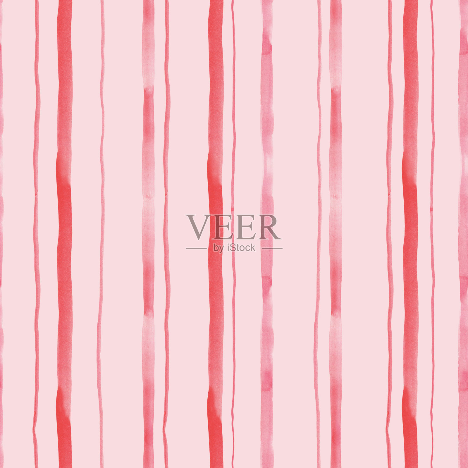 水彩粉红条纹无缝图案。手绘的抽象纹理。插画图片素材