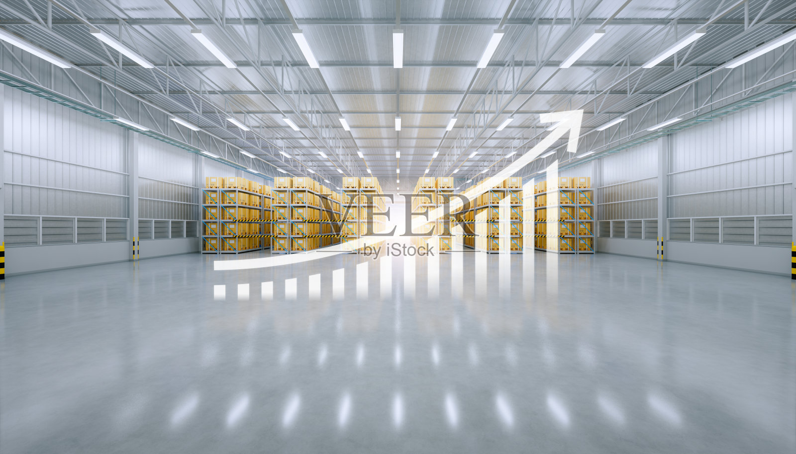 增加概念的仓库三维渲染。照片摄影图片