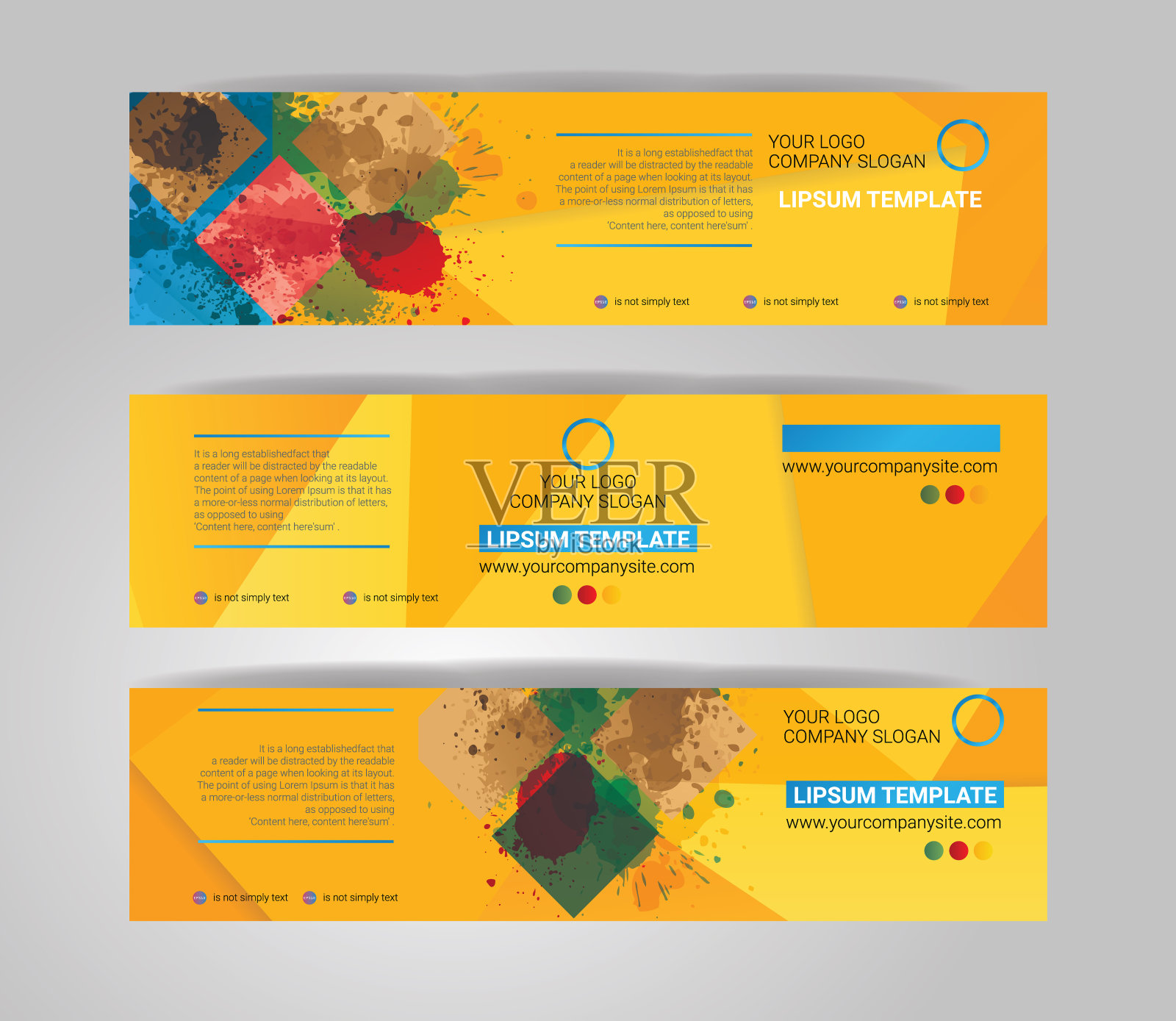 矢量黄色旗帜集合。概念几何设计插画图片素材