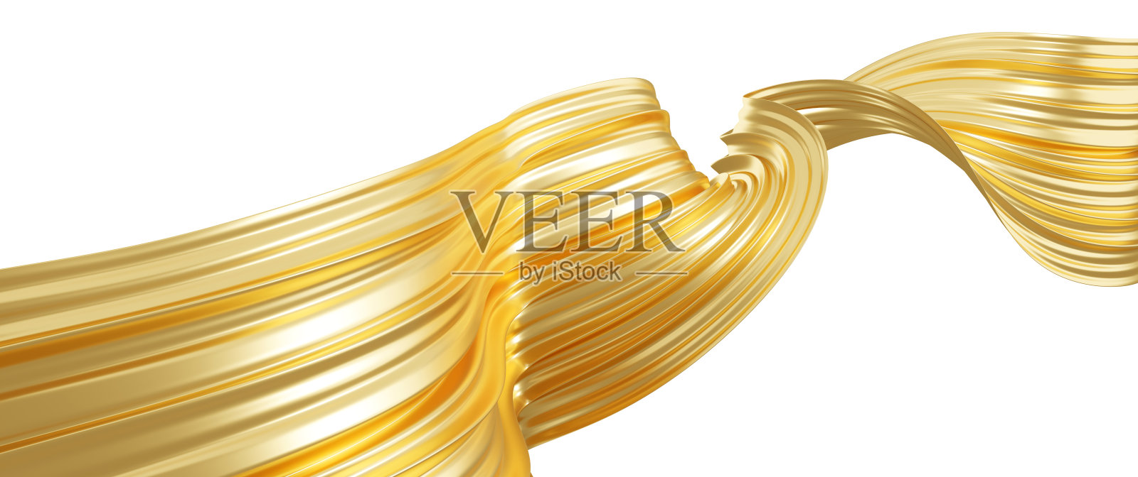 抽象的金色奢华波在白色背景与复制空间3D渲染照片摄影图片