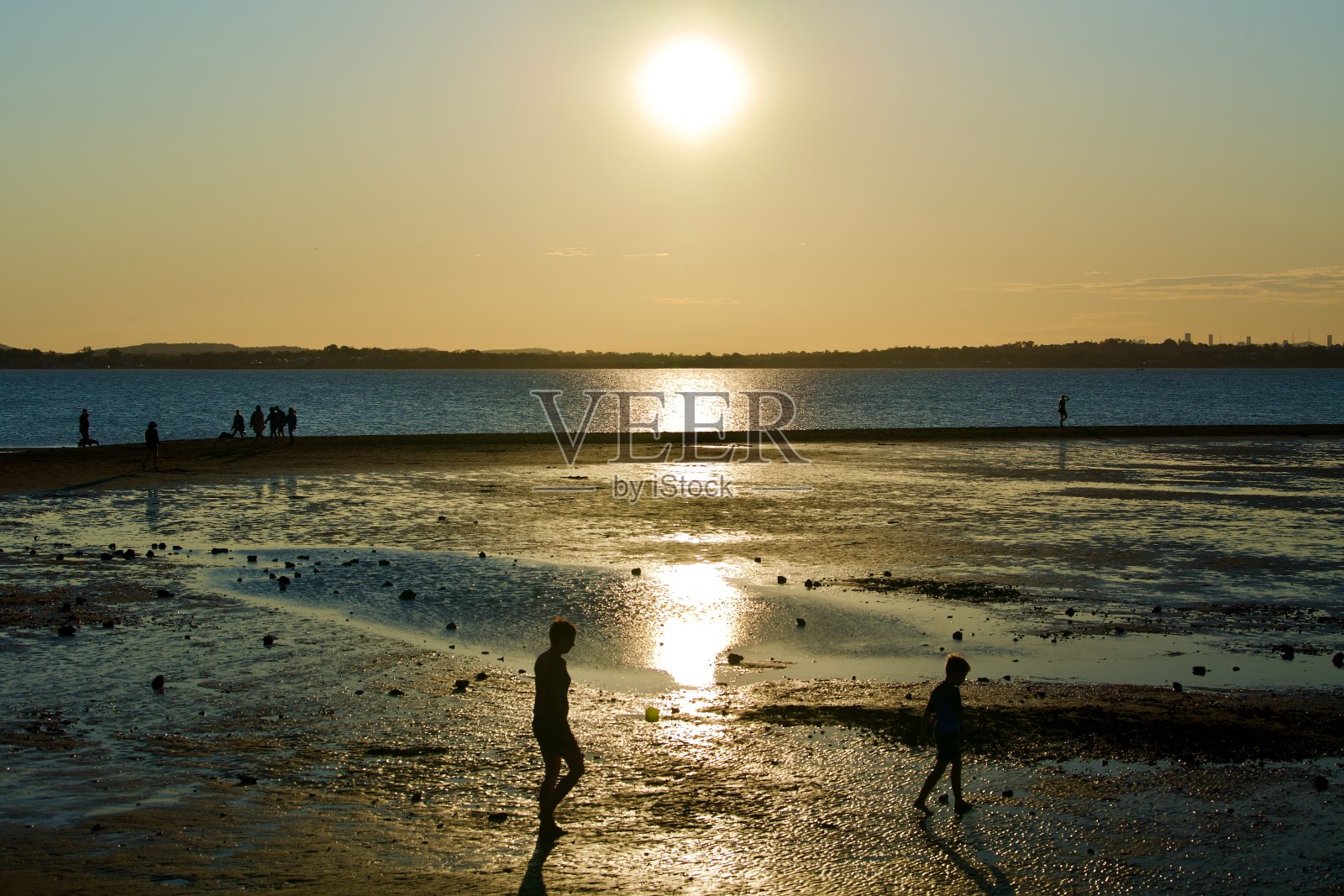 下午散步，沙洲，惠灵顿角日落，昆士兰照片摄影图片