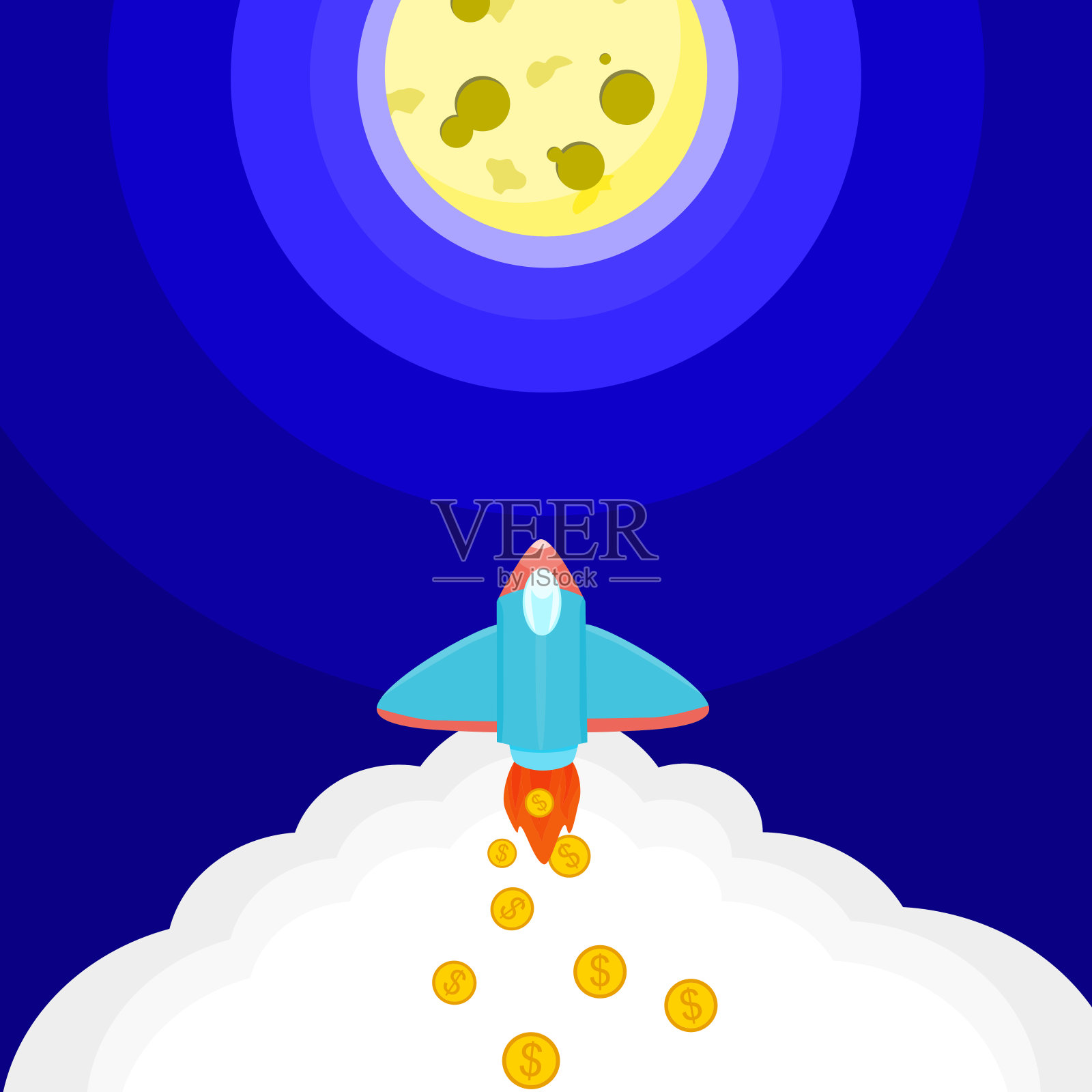 飞向月球插画图片素材