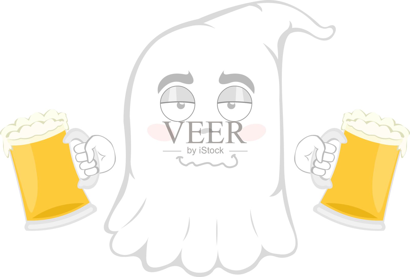 矢量幻影喝醉啤酒插画图片素材