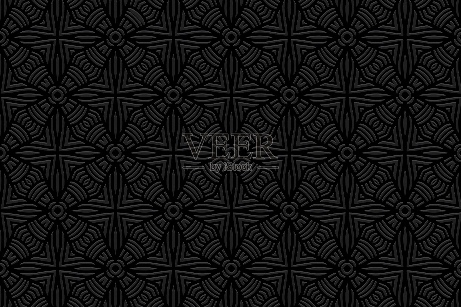 浮雕黑色背景与手工元素，民族封面设计。报纸，波西米亚风格。几何奇异的3d图案。部落主题的东方，亚洲，印度，墨西哥，阿兹特克插画图片素材