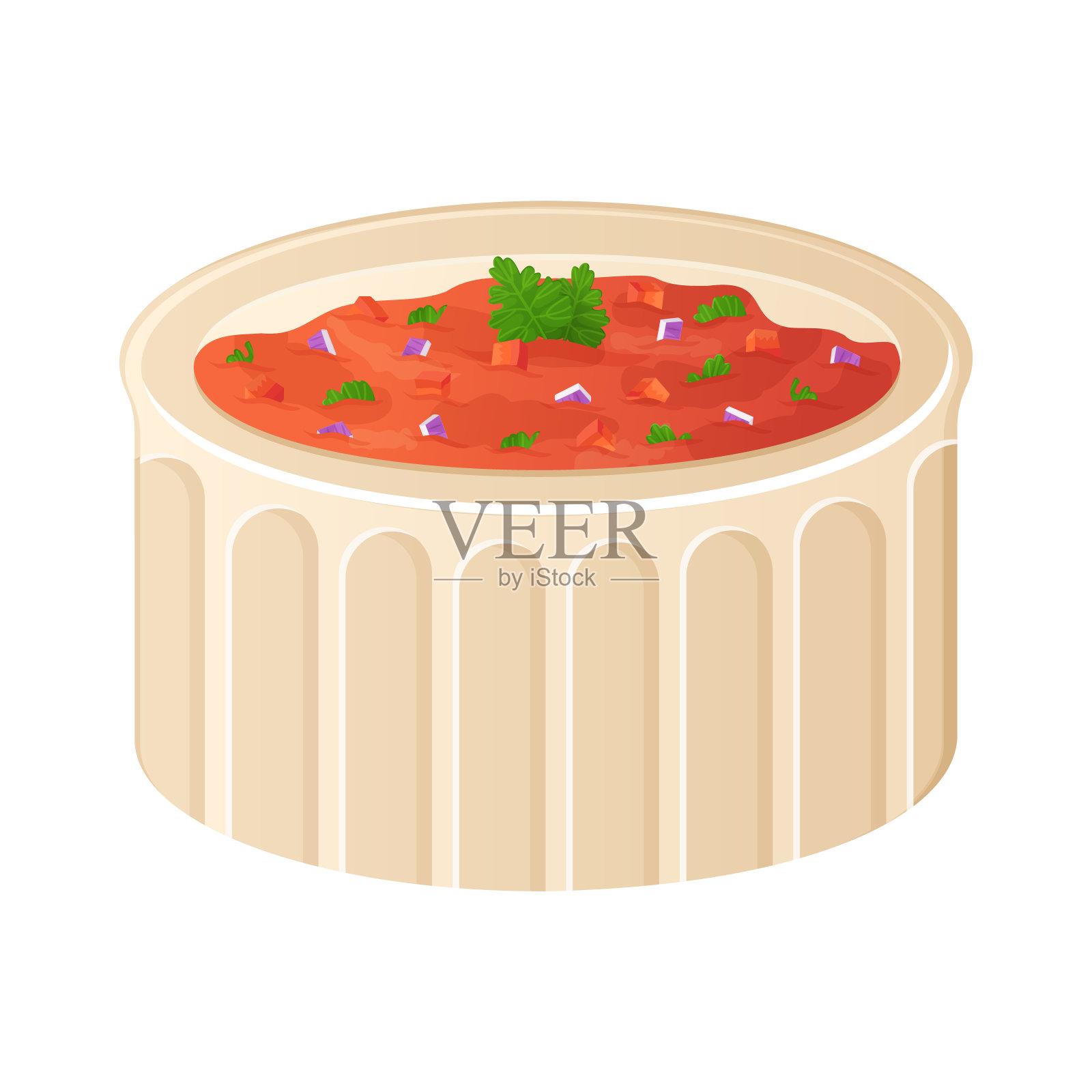 墨西哥辣酱配香菜。拉丁美洲卡通食物插图孤立在白色上插画图片素材