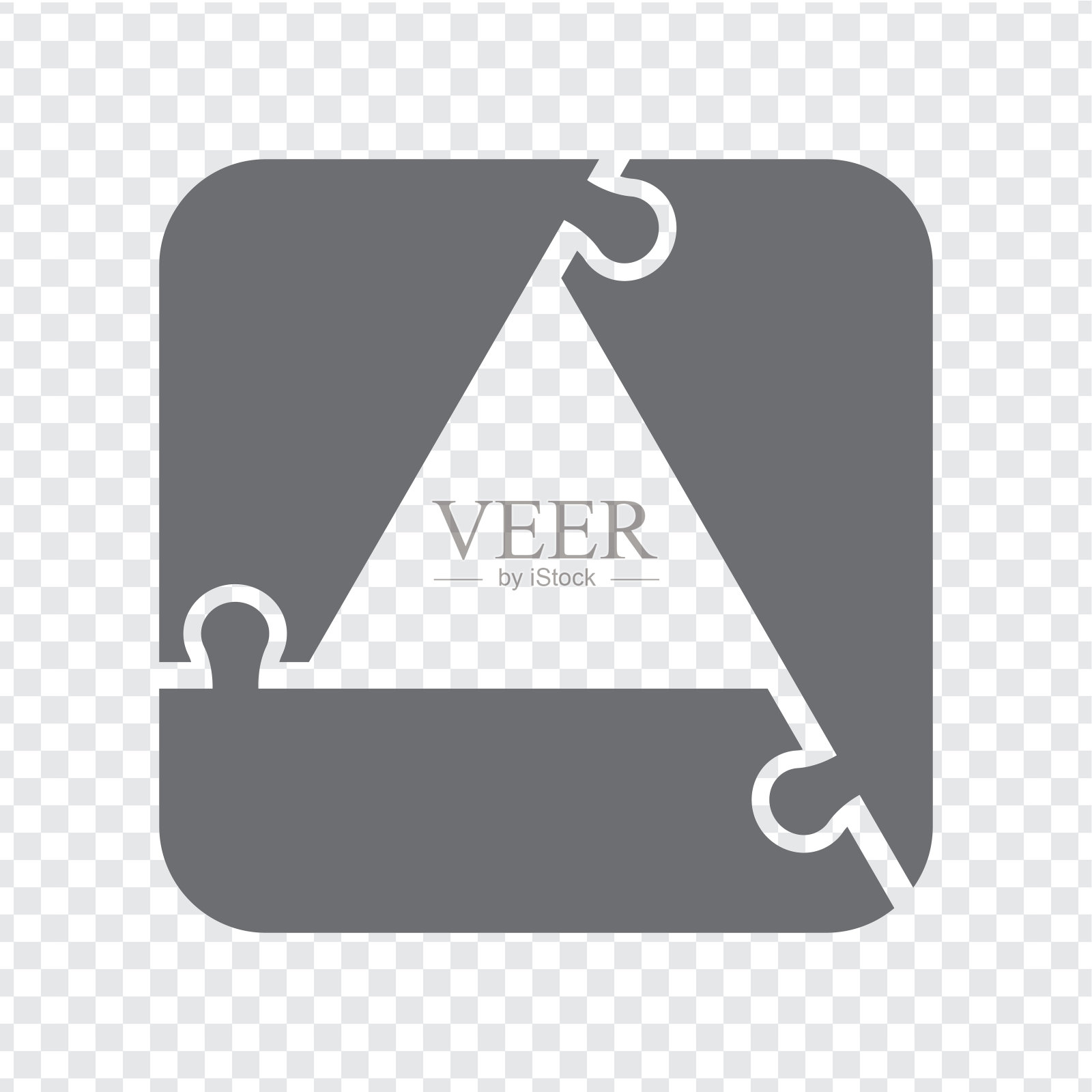 简单的图标拼图灰色。简单的图标拼图的三个元素在透明背景上为您的网站设计，应用程序，UI。EPS10。图标素材