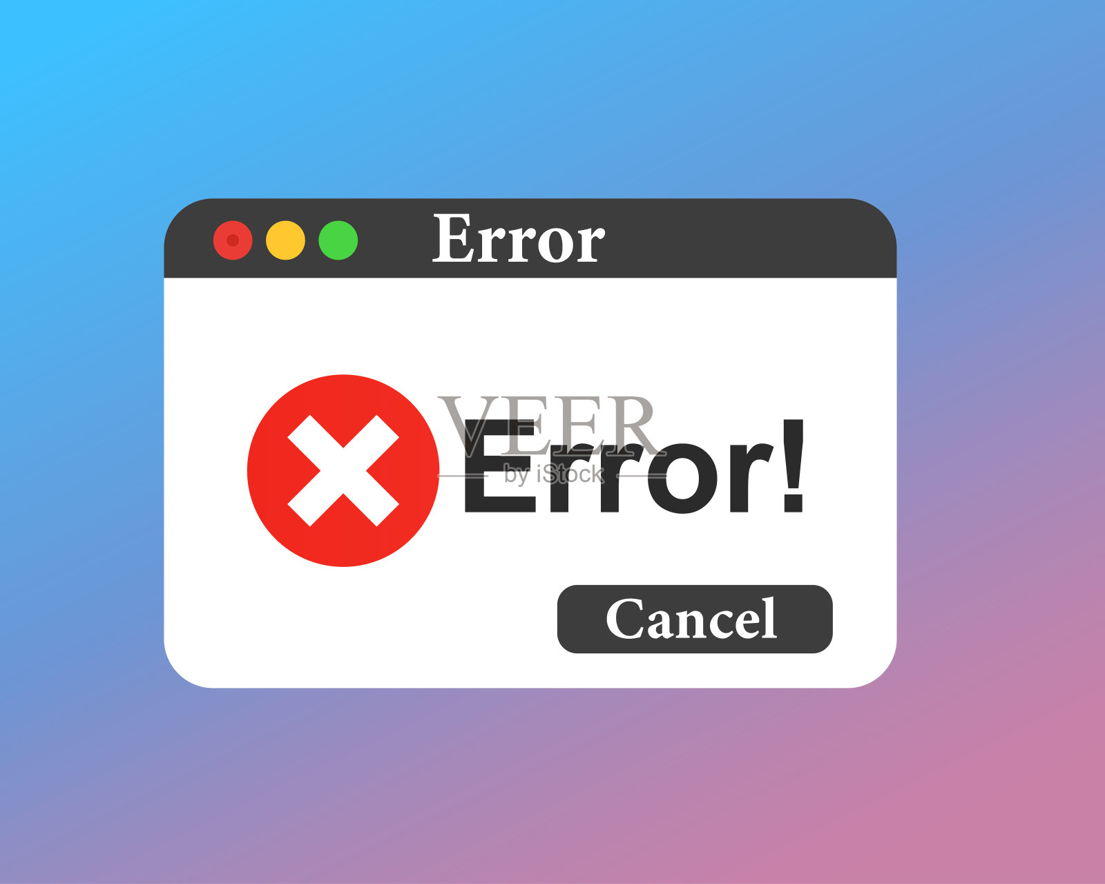 网站出错，电脑出错，有取消按钮。矢量图插画图片素材