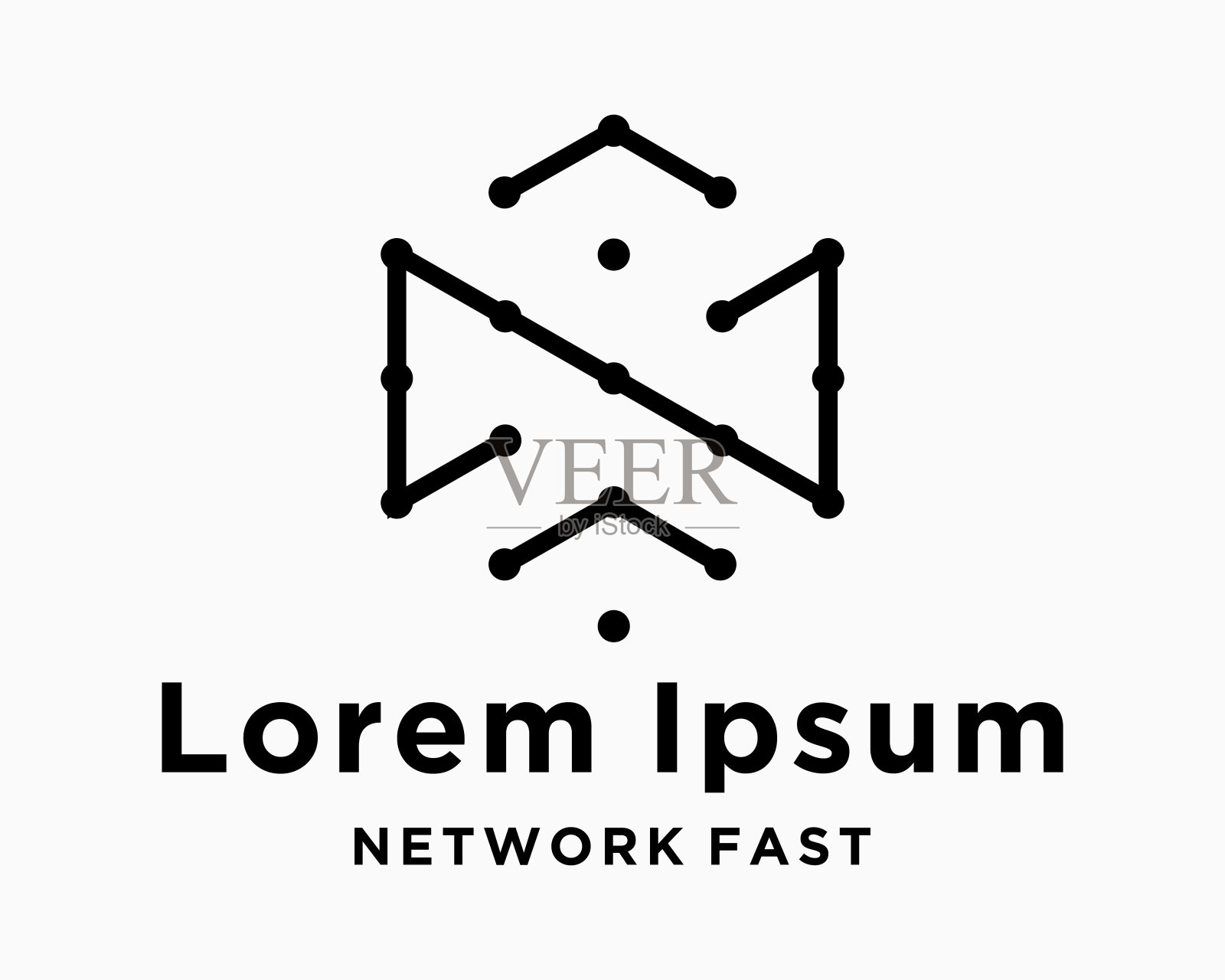 集合字母N字母组合抽象六边形连接网络向上箭头图标符号技术优雅的风格现代品牌标识设计矢量插画图片素材