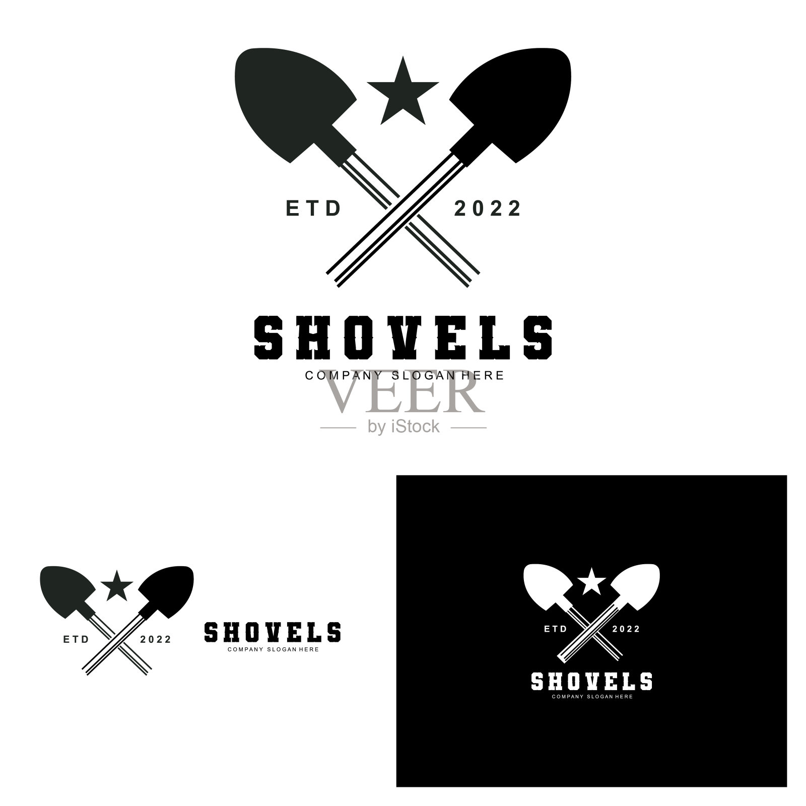 铲标志设计，建筑工人工具插图矢量，建筑施工图标设计元素图片