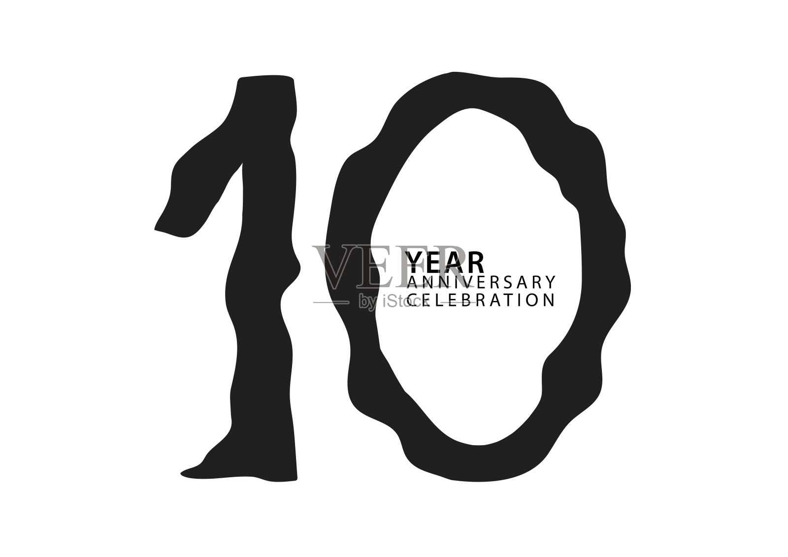 10周年庆典黑色彩色标志矢量，10个数字设计，10岁生日邀请，标志数字设计矢量插图，图形元素，书法字体，排版标志插画图片素材