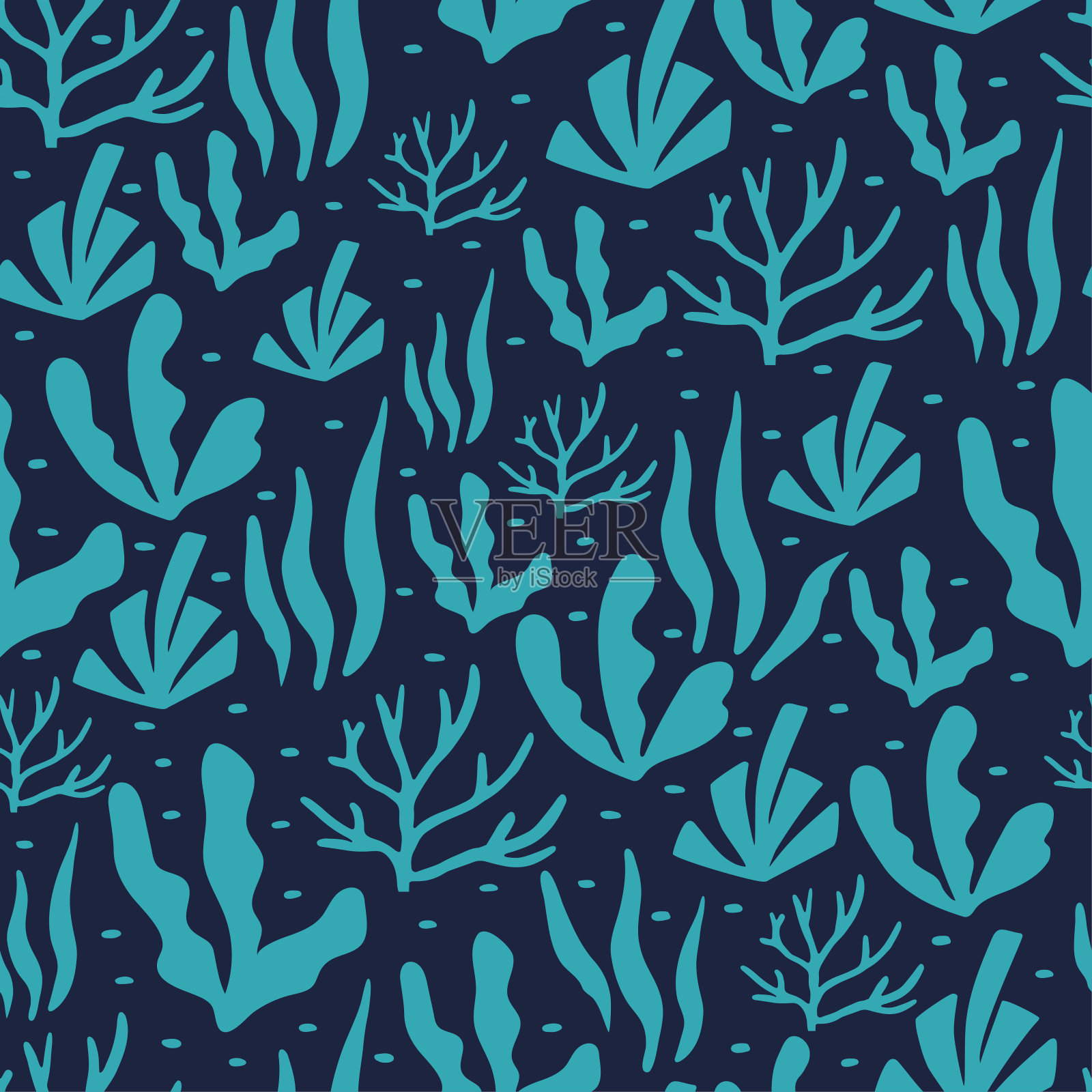 水下植物图案插画图片素材