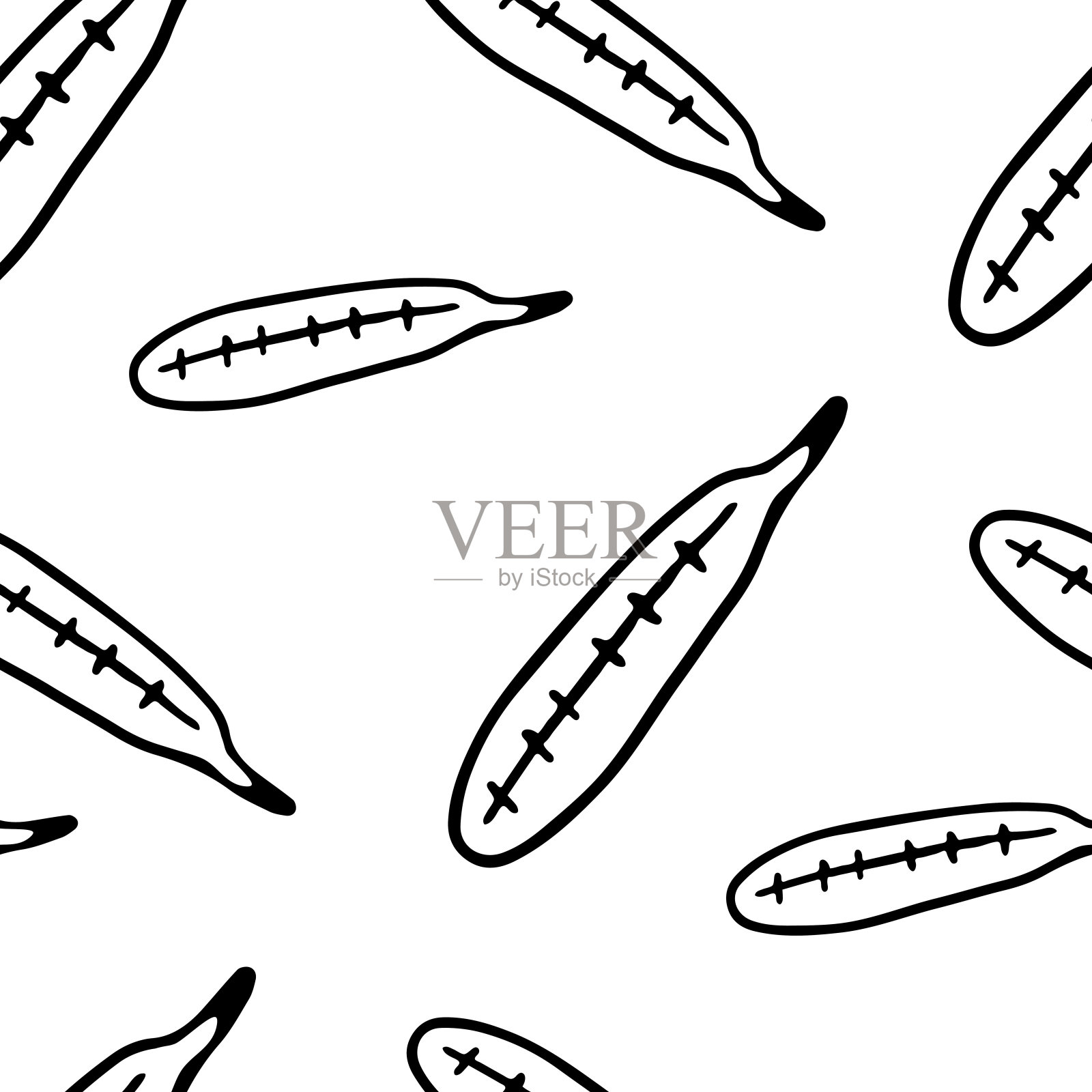 无缝图案水银温度计在涂鸦风格插画图片素材