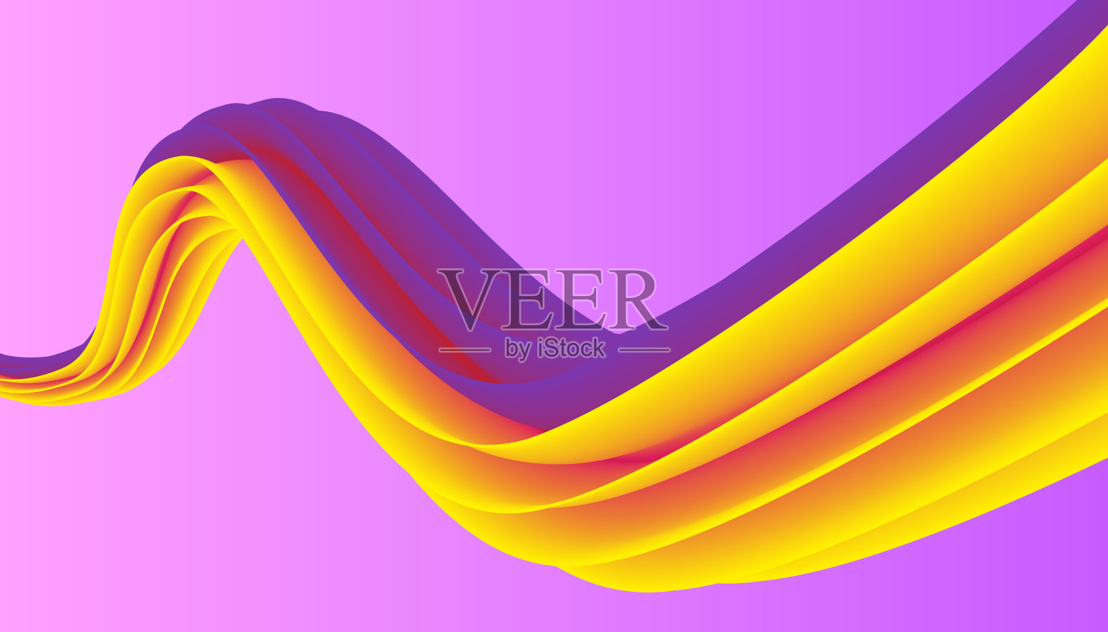 黄紫色的颜色流抽象背景溢价矢量插图插画图片素材