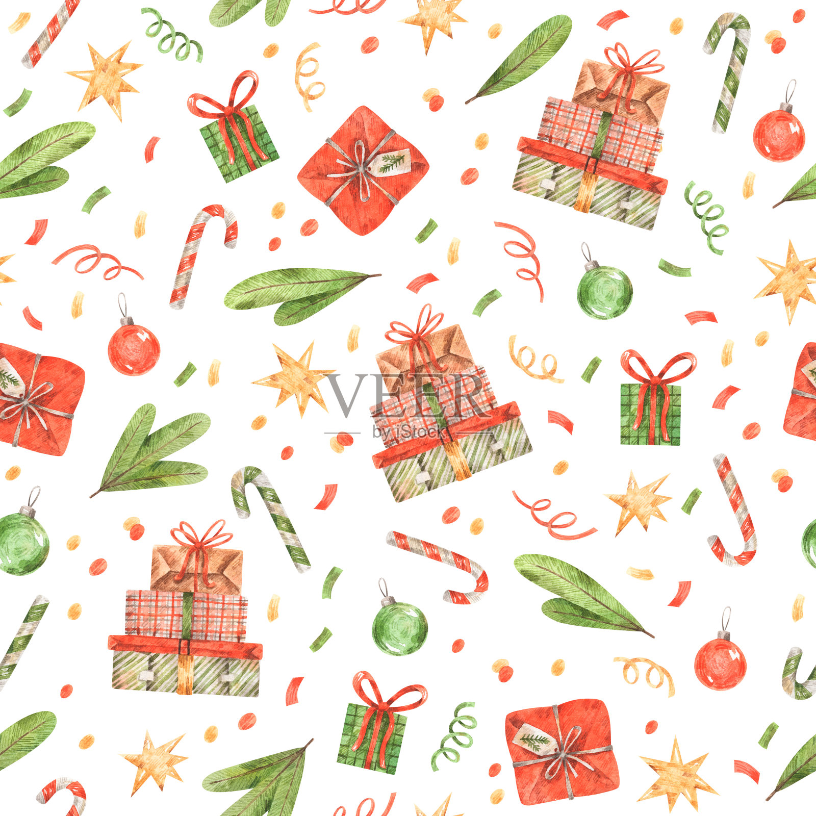 圣诞节和新年模式插画图片素材