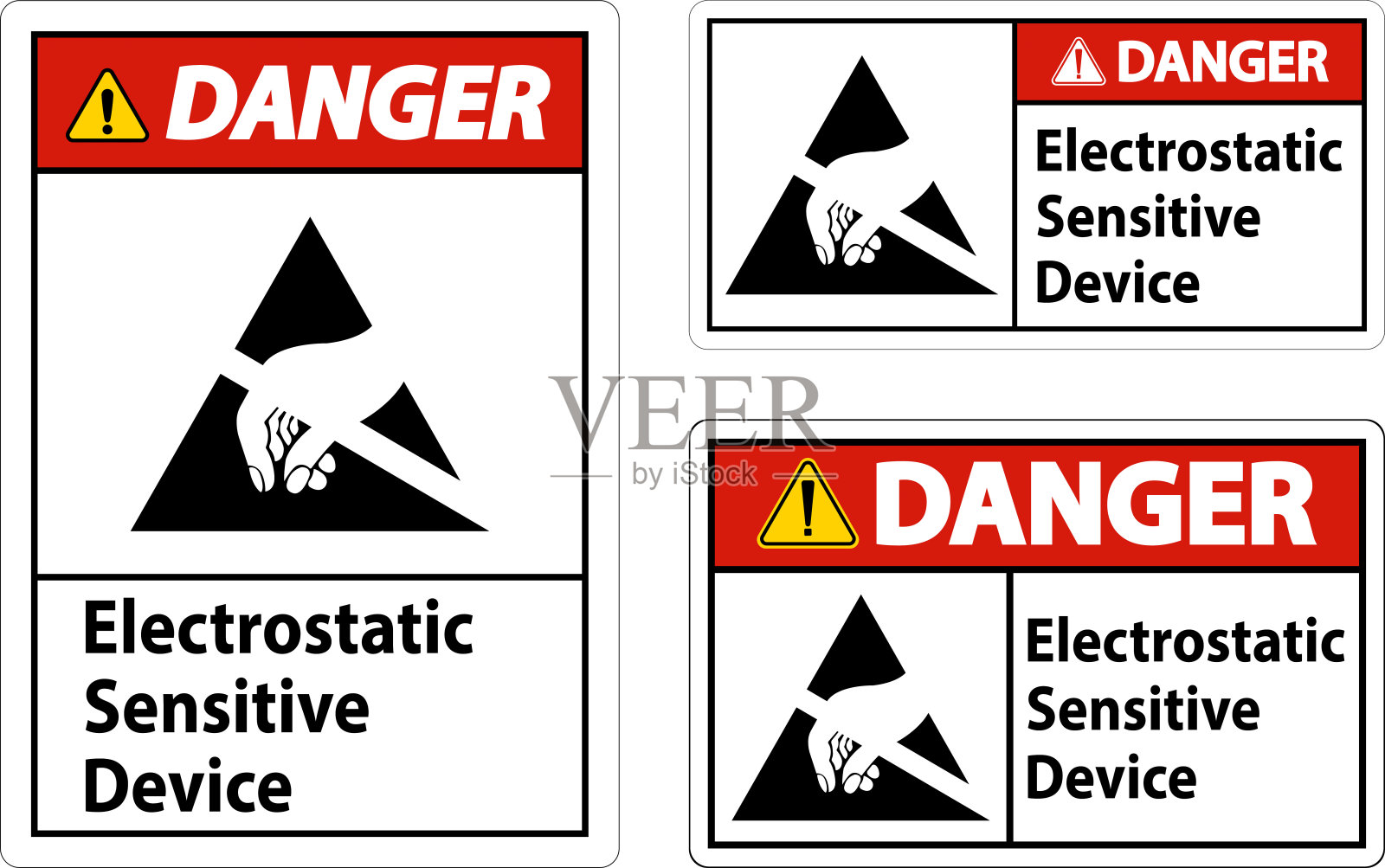 白色背景危险静电敏感装置标志插画图片素材
