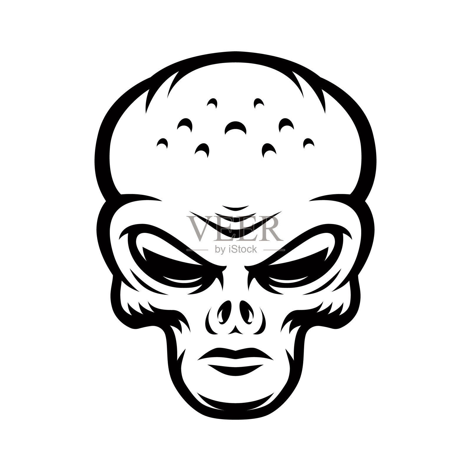 一个外星人的头部标志。不明飞行物插画图片素材