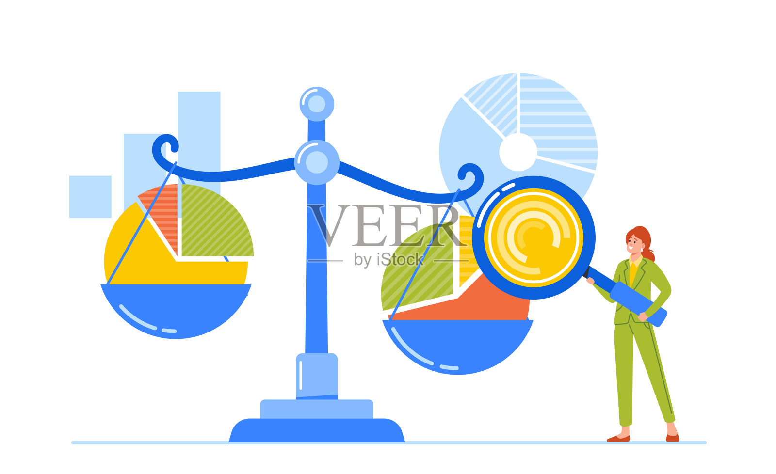 小企业特征分析大尺度圆图。对标，指标比较过程性能插画图片素材