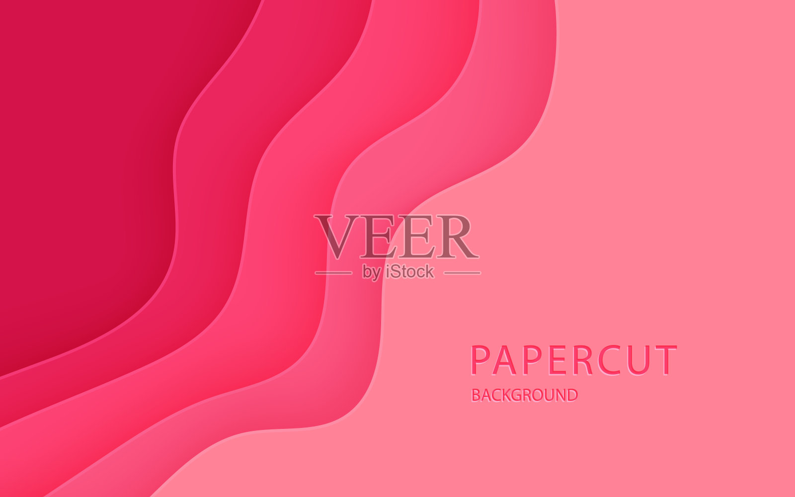 多层粉红色颜色纹理3D剪纸图层在梯度矢量横幅。摘要剪纸艺术背景设计网站模板。地形图概念或平滑折纸剪纸插画图片素材