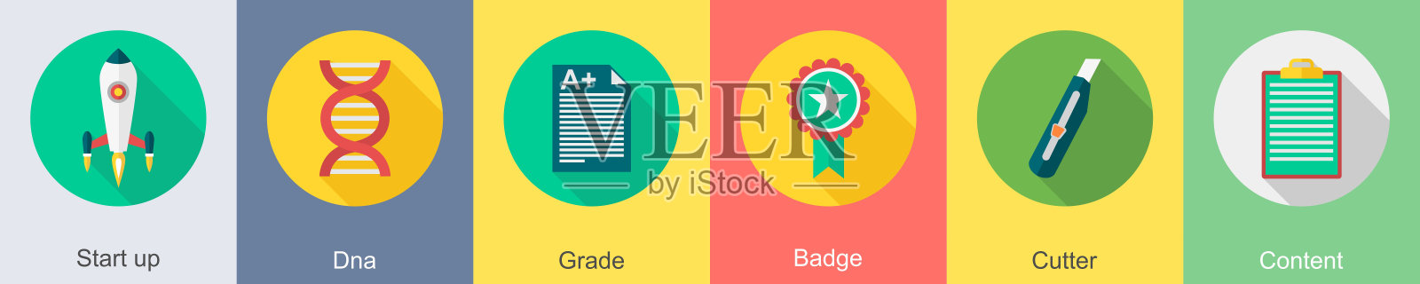 一套6教育图标启动，dna，年级图标素材