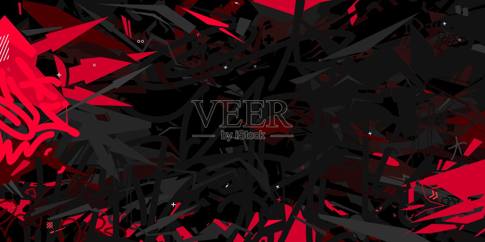 潮流抽象黑暗未来机甲高达赛博朋克风格彩色城市街头艺术涂鸦矢量插图模板背景插画图片素材