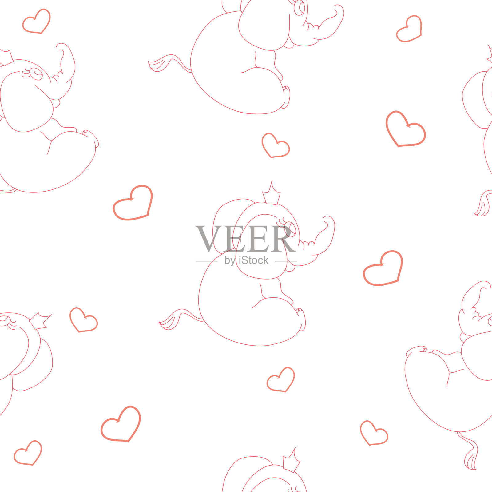 粉红色的大象插画图片素材