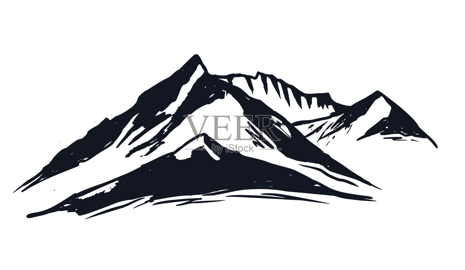 落基山脉，手绘风格，矢量插图。插画图片素材