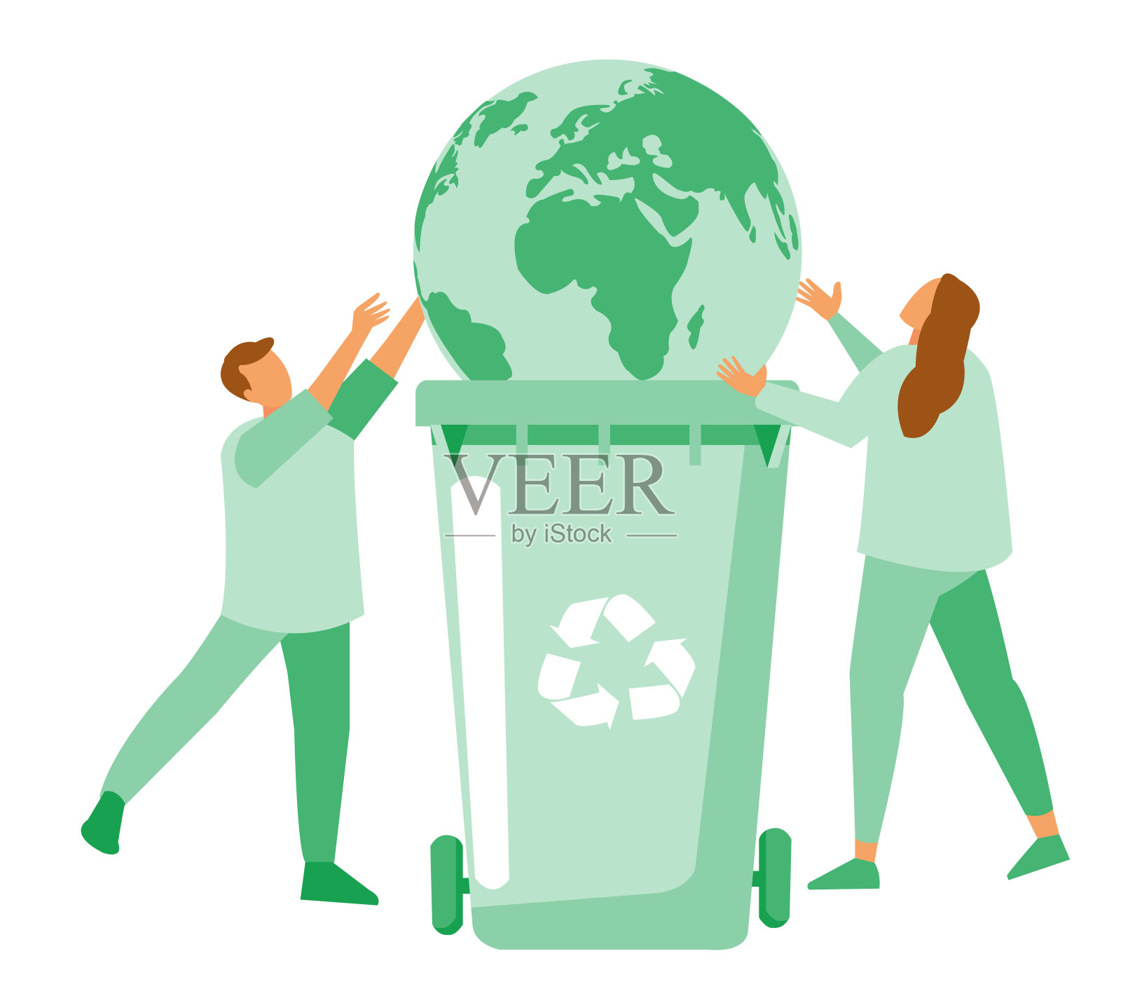 垃圾回收平集亲矢量插画图片素材