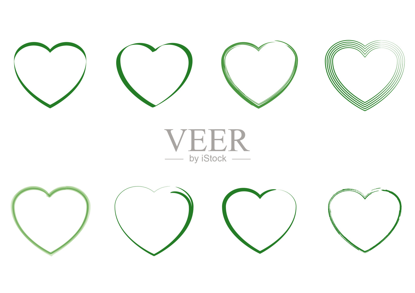 绿色心形图标插画图片素材